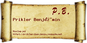 Prikler Benjámin névjegykártya